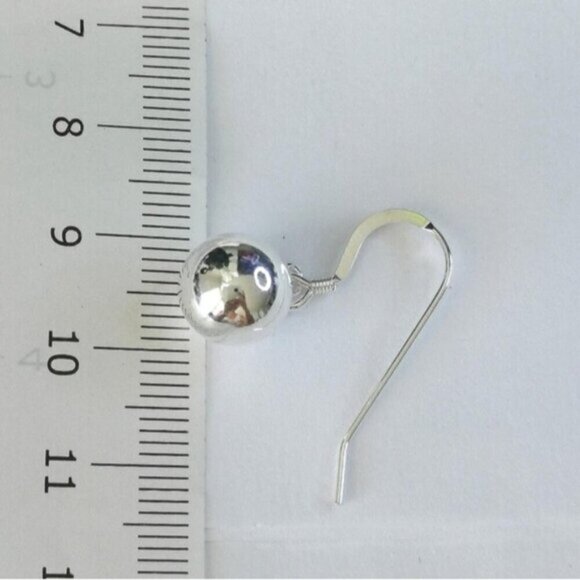 Sterling Silver bead ball drop earrings 10mm NEW - Picture 3 of 7